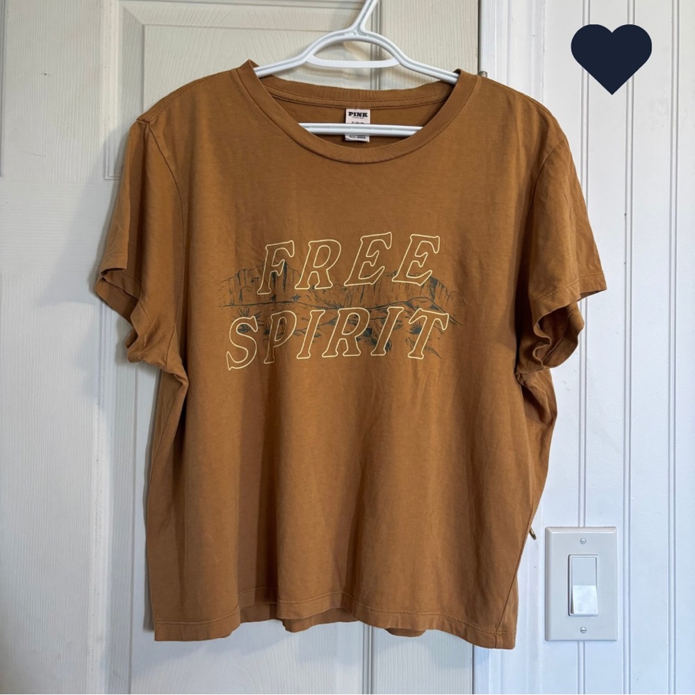 PINK Victoria's Secret Free Spirit Dreamer Cotton Tan Tee Shirt top